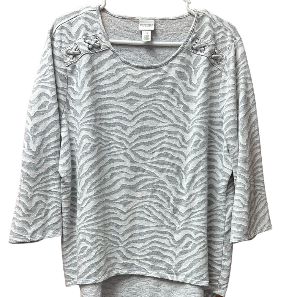 Chic Silver Zebra Pattern Sweatshirt
